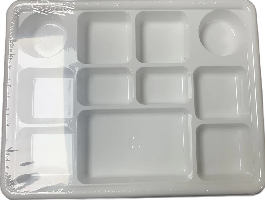 50 Pcs Rectangle White 11 Compartment Disposable Plastic Plates 50 Pcs Rectangle White 11 Compartment Disposable Plastic Plates
