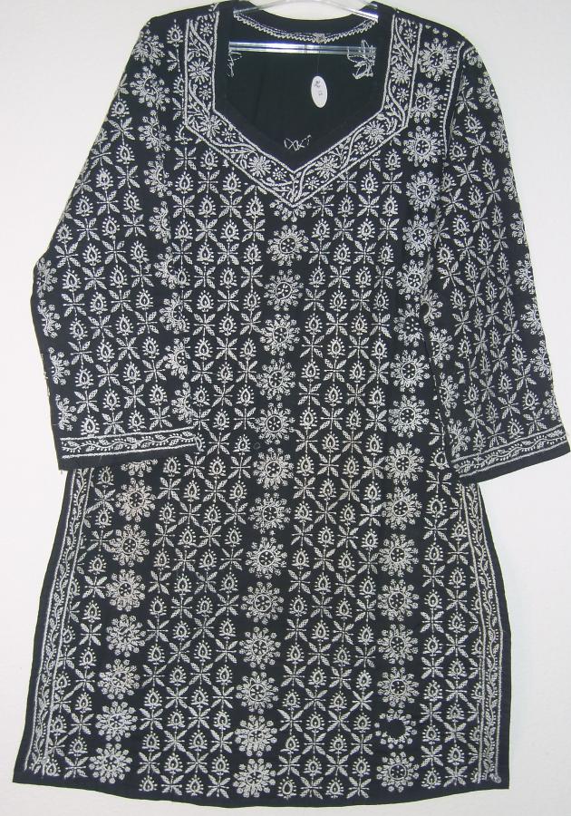 Kurti 012 Cotton Kurti Tunic Black Hand Embroidered Kurti for Women (Small) Kurti 012 Cotton Kurti Tunic Black Hand Embroidered Kurti for Women (Small)