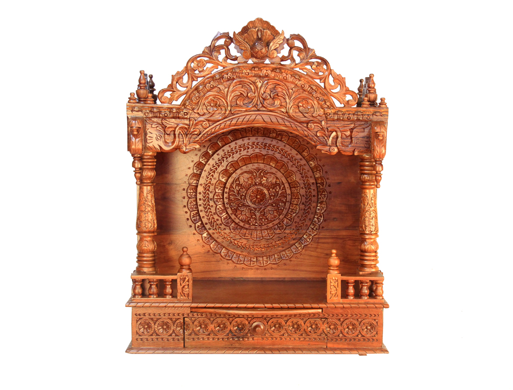 Wooden Engraved Pooja Mandir - Rosewood Mandap Temple - 21 Inches Wooden Engraved Pooja Mandir - Rosewood Mandap Temple - 21 Inches