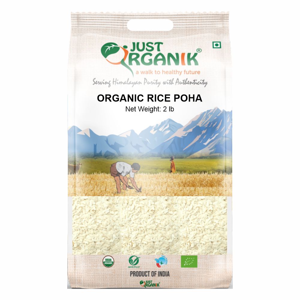 Just Organik Organic Flattened Rice (Rice Poha) 2 lbs
