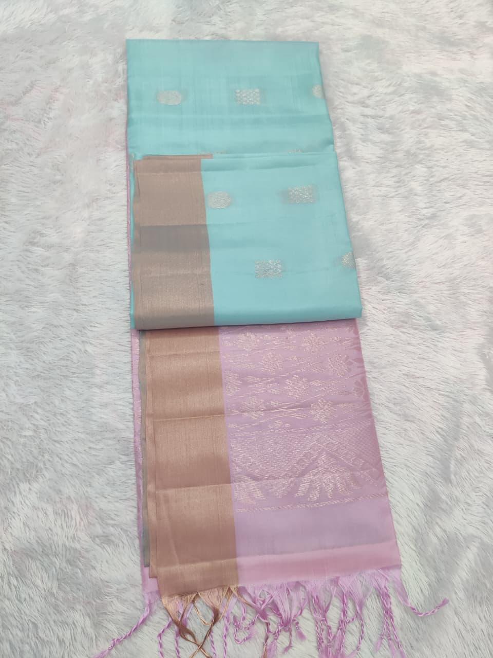 Handloom - Sky Blue Uppada pattu Saree