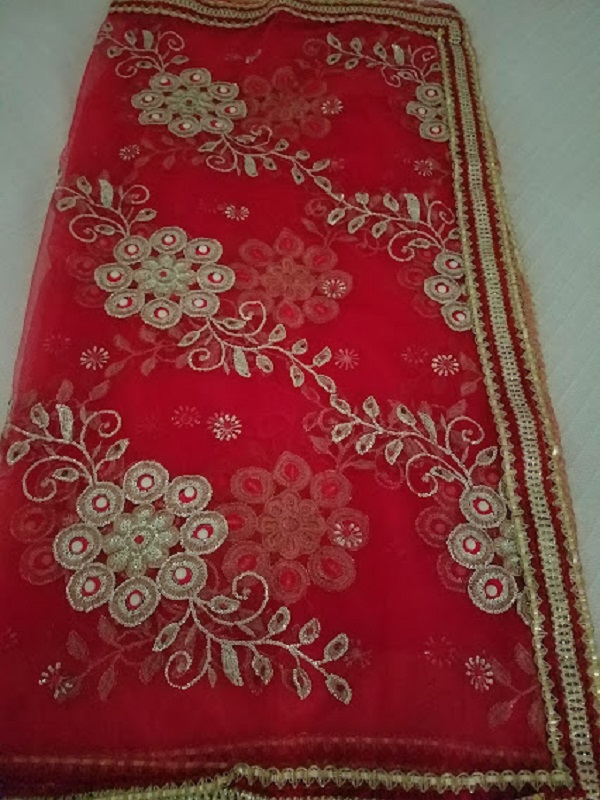 Red Floral Chunni, Mata Dupatta Indian Pooja Ghar Chunari Red Floral Chunni, Mata Dupatta Indian Pooja Ghar Chunari