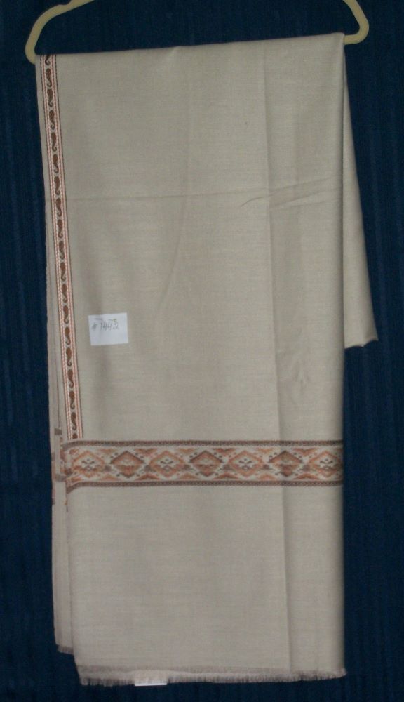 Traditional Design Beige Wrap Cashmere Woolen Shawl Stole #1442