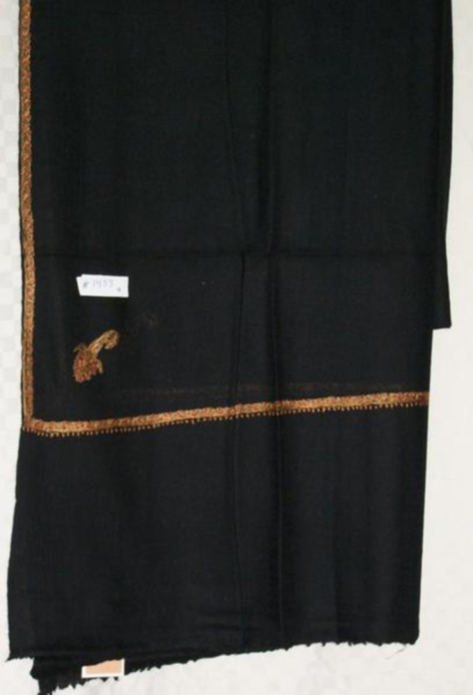 Wool Blend Shawl in Black, Traditional Kashmiri Shawl Wrap Wool Blend Shawl in Black, Traditional Kashmiri Shawl Wrap
