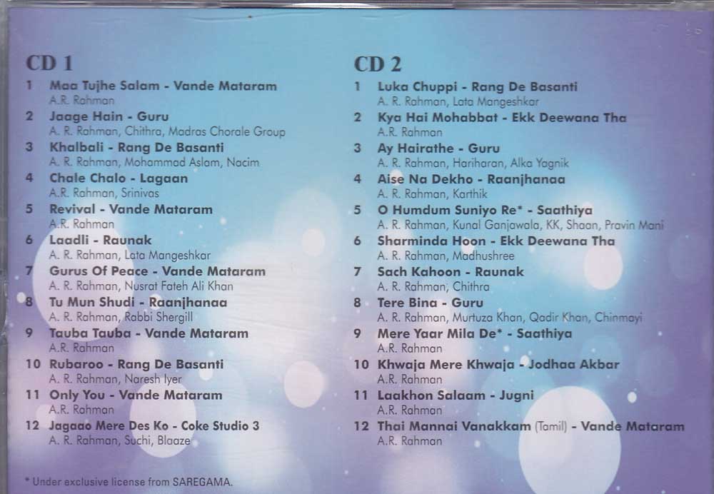 A R Rahman His Golden Voice Audio (A Set Of 2 CD's)