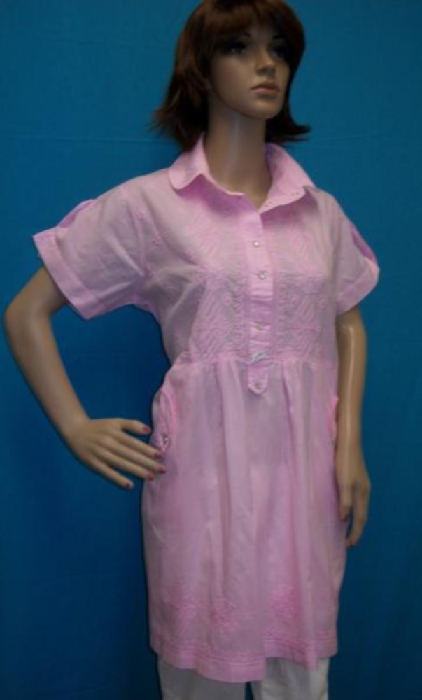 Kurti 1639 Pink Cotton Embroidered Large Size Tunic Top Kurti (L) Kurti 1639 Pink Cotton Embroidered Large Size Tunic Top Kurti (L)