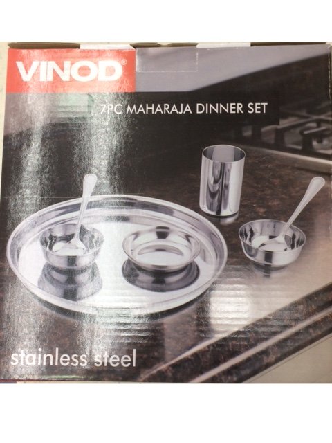 Stainless Steel Maharaja Indian Style Thali Dinner Set (7 Pcs)