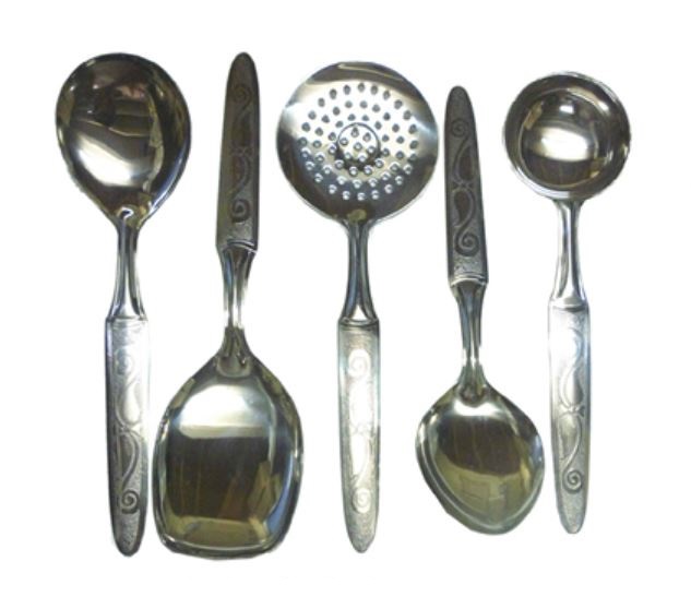 Durable Stainless Steel 10" Serving / Cooking Spoon, Set of 5 Pcs