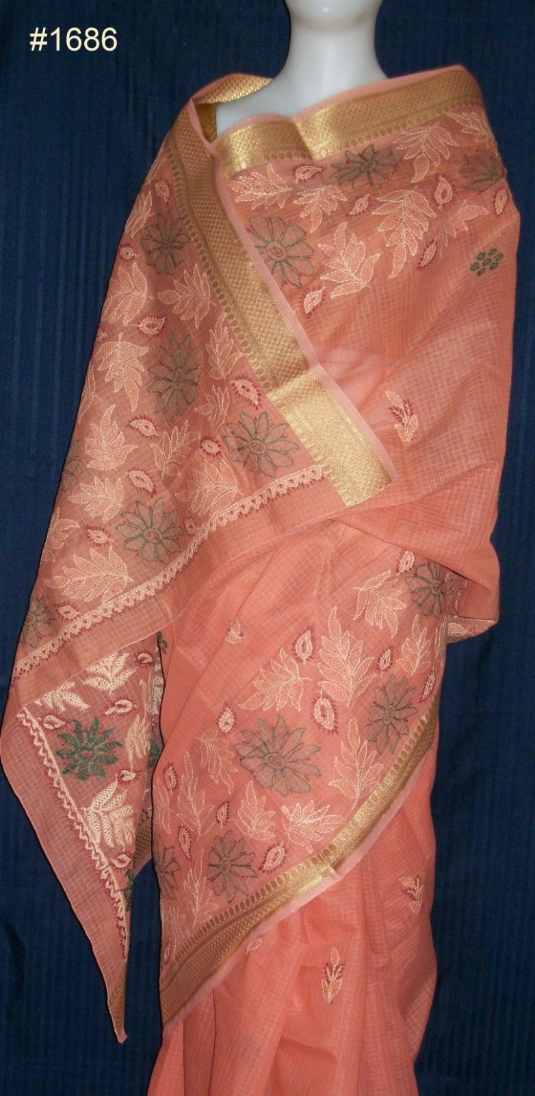 Pink Cotton Doriya Lucknavi Party Wear w/ Blouse Piece Pink Cotton Doriya Lucknavi Party Wear w/ Blouse Piece