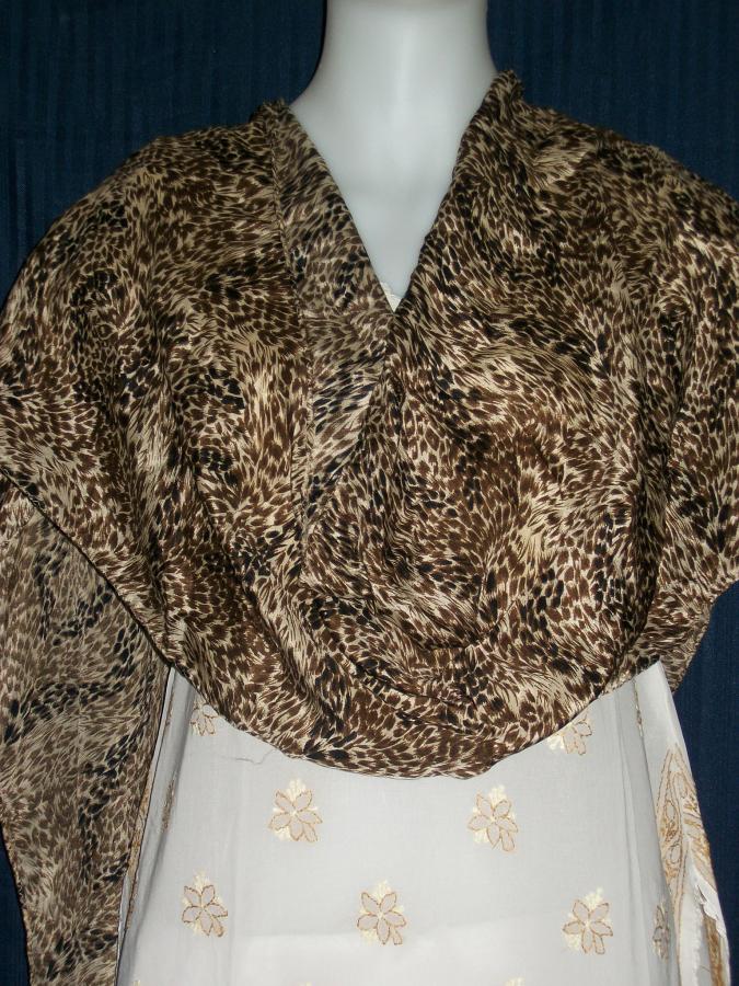 Scarf Silk Brown Tiger Dupatta Chunni Shawl Shieno #1696 Scarf Silk Brown Tiger Dupatta Chunni Shawl Shieno #1696