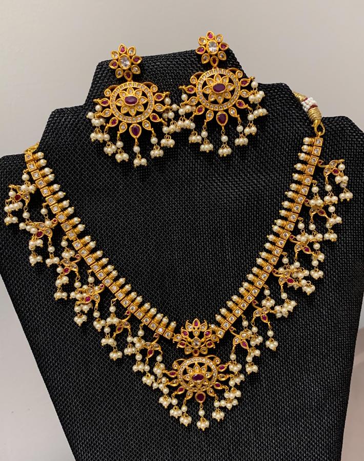 Antique Guttapulusu Short Haaram w/ Earrings- Ruby Stones!!!