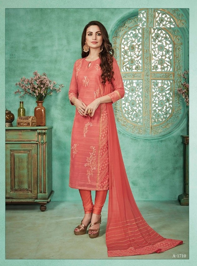 Reddish Raw Silk Stitched Plus Size Churidar Salwar Kameez ( 3XL ...