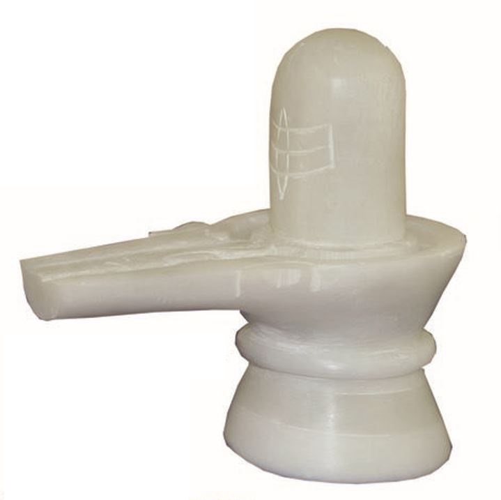 Shiva Lingam White Natural Marble Stone Shivling Statue 5 Inches
