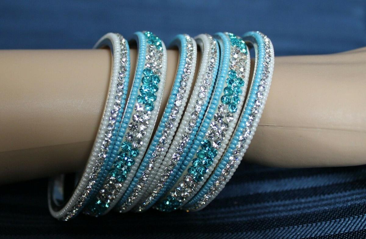 Cuff Bangles 1773 Silver Firozi Bangles Shieno Sarees Cuff Bangles 1773 Silver Firozi Bangles Shieno Sarees