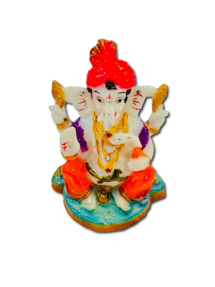Beautiful n Colorful Fiber Small Ganesh Statue - 4" # 17 Beautiful n Colorful Fiber Small Ganesh Statue - 4" # 17