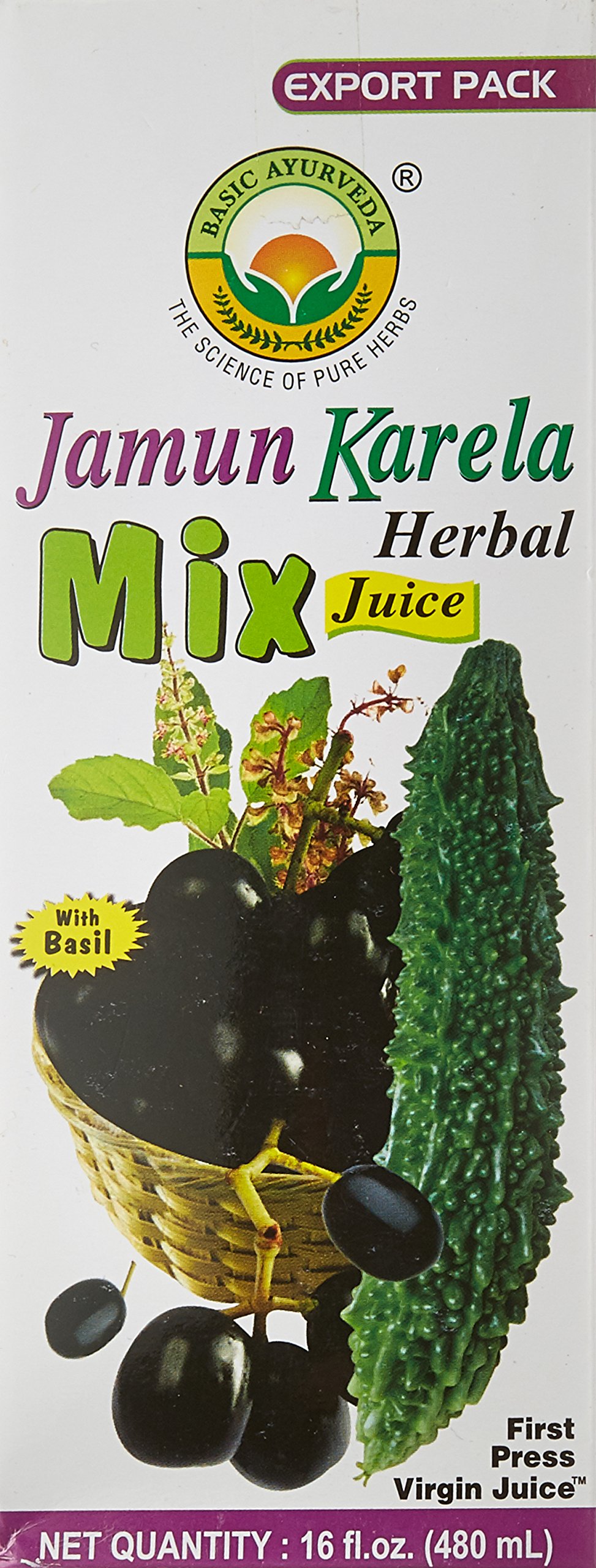 Basic Ayurveda Jamun Karela Herbal Juice (With Basil) 480 Ml Basic Ayurveda Jamun Karela Herbal Juice (With Basil) 480 Ml