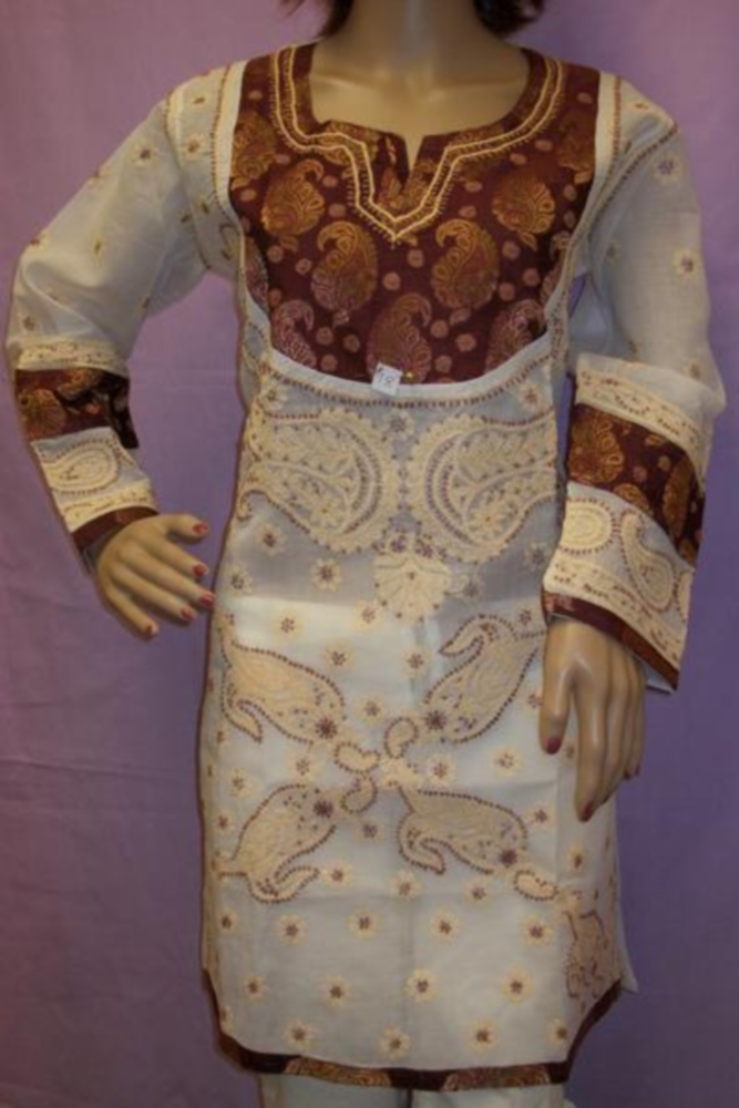 Blouse 018 Cotton White Hand Crafted Kurti Tunic Top Blouse Medium Size Shi Blouse 018 Cotton White Hand Crafted Kurti Tunic Top Blouse Medium Size Shi