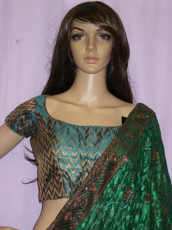 Green Brocade Stitched Blouse/Choli for Sarees (Small) #1889 Green Brocade Stitched Blouse/Choli for Sarees (Small) #1889