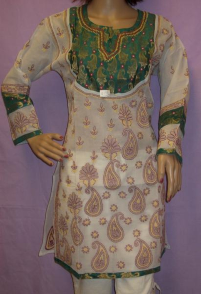 Blouse 019 Cotton White Hand Embroidered Medium Size Shieno Blouse 019 Cotton White Hand Embroidered Medium Size Shieno