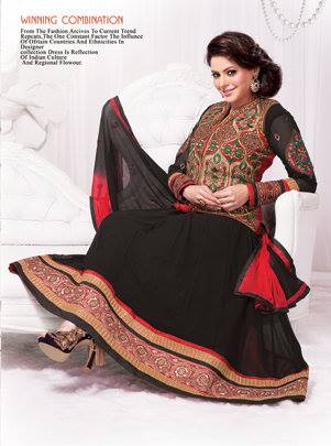 red and black anarkali dress