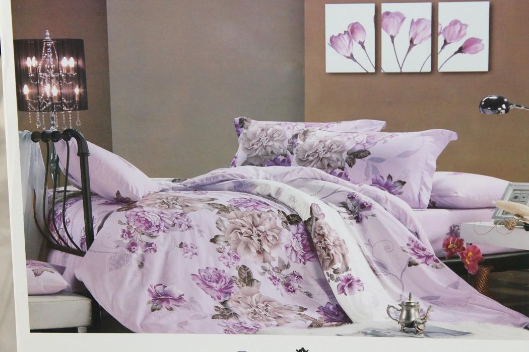 Bed Sheet - Purple Floral Queen Cotton Printed Sheet Set Bed Sheet - Purple Floral Queen Cotton Printed Sheet Set