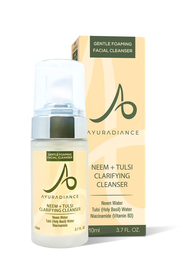 Neem & Tulsi Clarifying Foaming Face Cleanser w/ Neem Water, Tulsi (Holy Basil) Water, & Niacinamide - Ayuradiance Skin Care Neem & Tulsi Clarifying Foaming Face Cleanser w/ Neem Water, Tulsi (Holy Basil) Water, & Niacinamide - Ayuradiance Skin Care