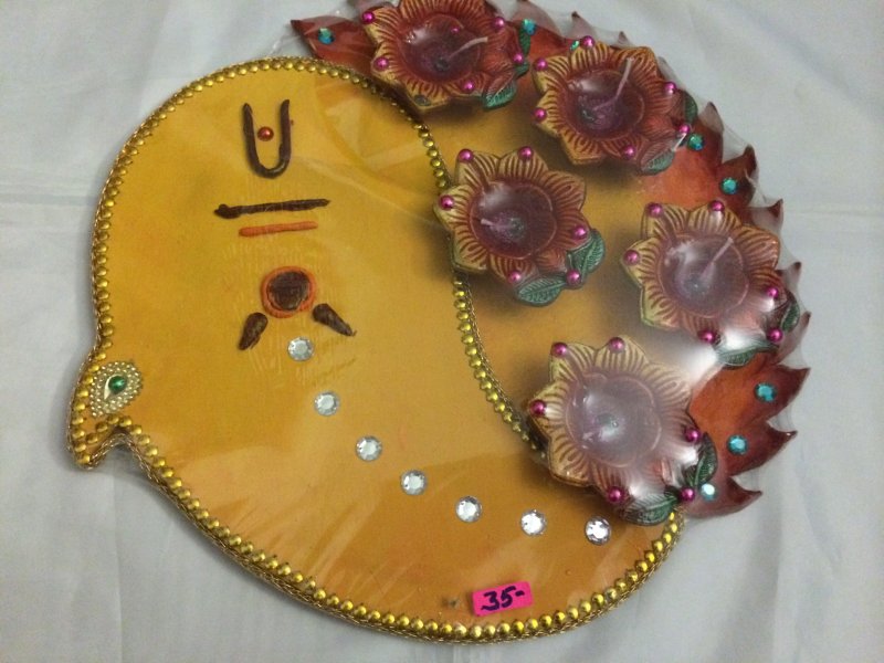 Diwali Pooja Thali - Handmade Decorative Thali with Diya