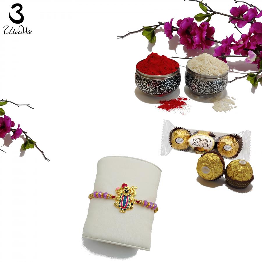 Divine Shrinath Ji RAKHI with Lots of Blessings + Roli & Chaval