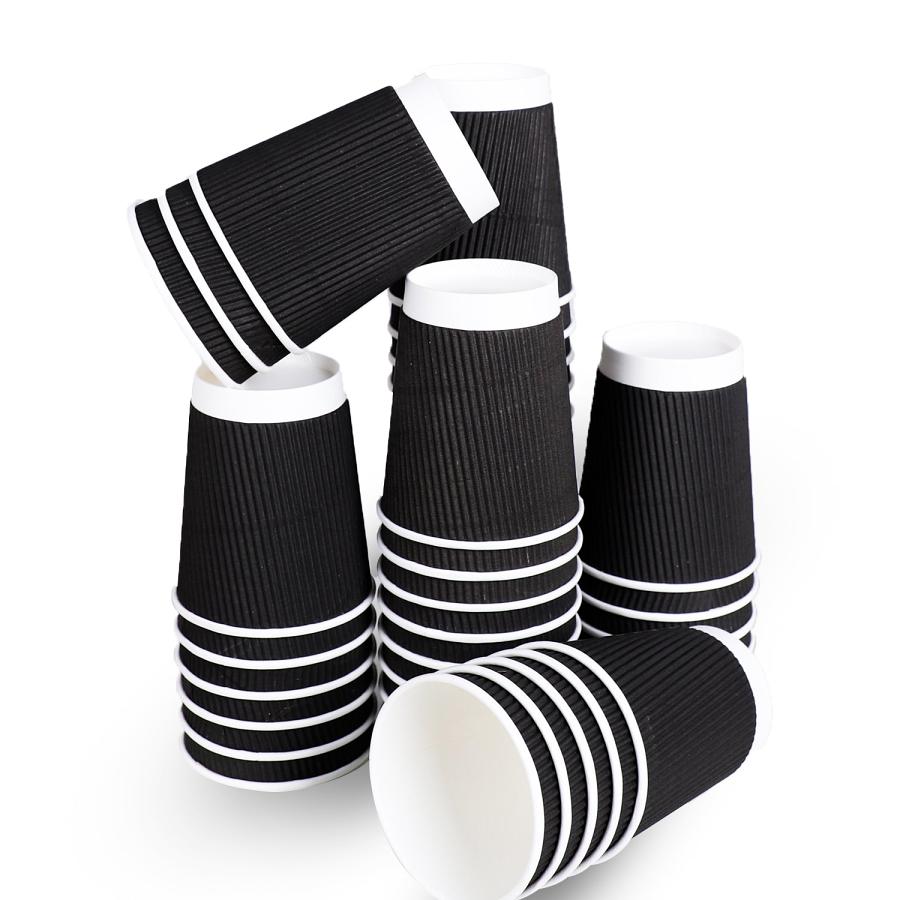 Three Leaf 9 Oz. Ripple Wall Cups, (Black) 900 Ct. (20 Packs Of 45)