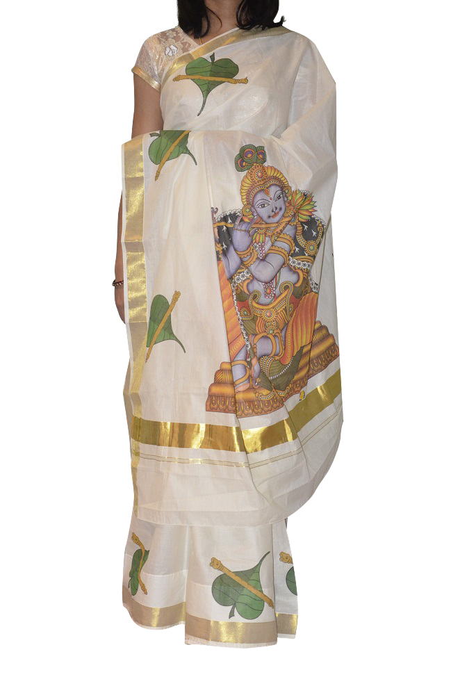 Beautiful Mural Paintings on Sarees #22116 | Buy Indian Sarees Online