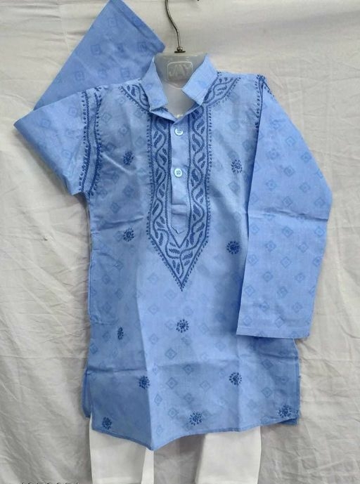 Kids Cotton Embroidered Work Blue Kurta Pajama - Boys 1 to 12 Year Kids Cotton Embroidered Work Blue Kurta Pajama - Boys 1 to 12 Year
