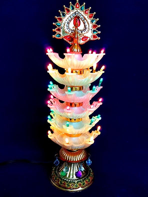 6 Step Colour DiyaLamp w 42 bulbs 110V for Pooja Room / Diwali 27437