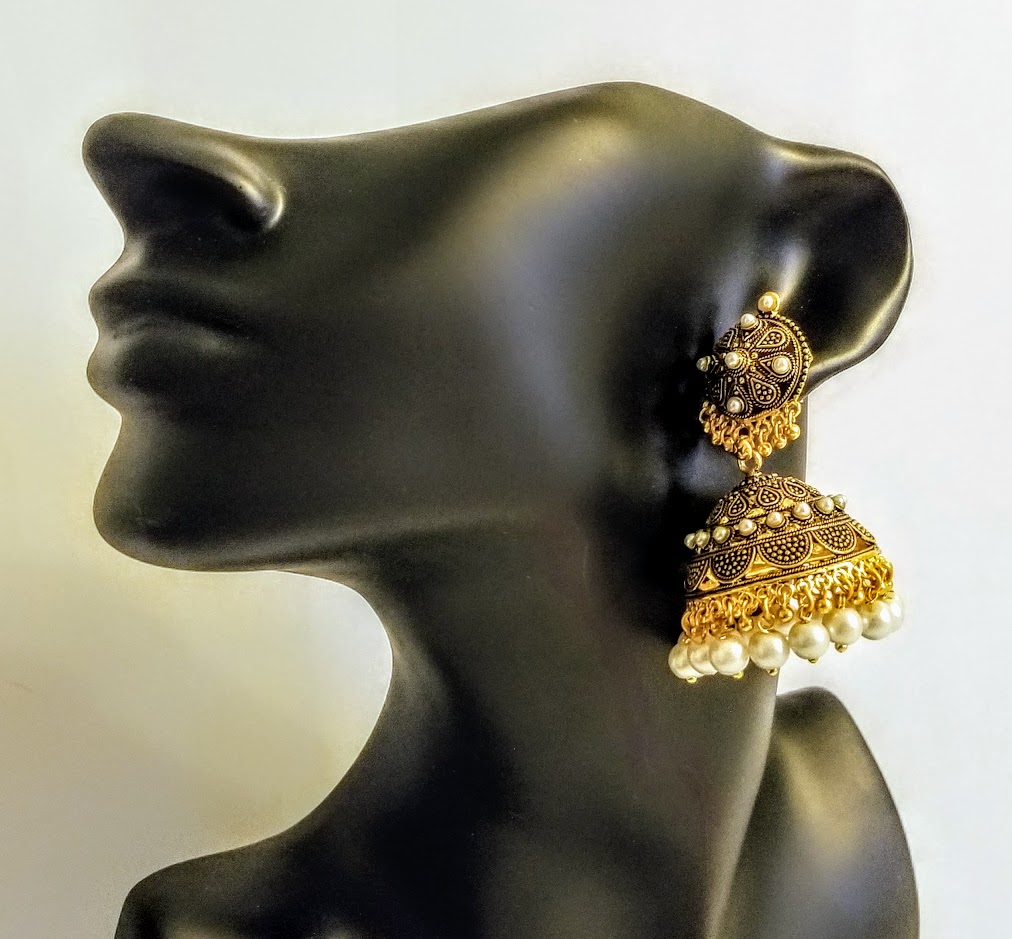 oxidised gold jhumka