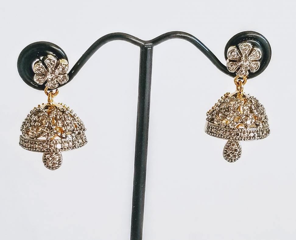 22K Gold Jhumkas(Buttalu) - Gold Dangle Earrings with Rubies, Emeralds &  Pearls - 235-GJH122 in 18.500 Grams