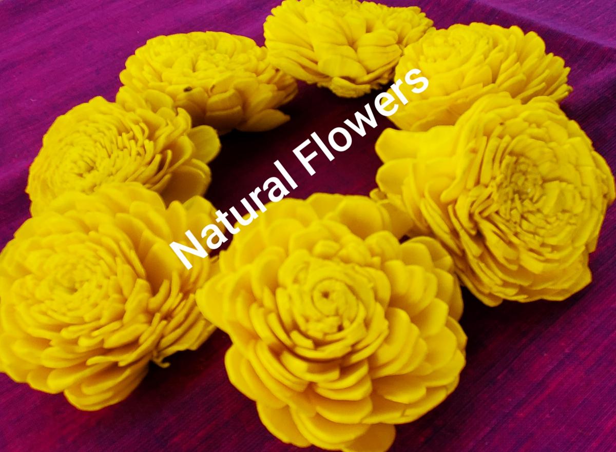 Real Looking 12 Natural Light Weight Corn Yellow Marigold Flowers Real Looking 12 Natural Light Weight Corn Yellow Marigold Flowers