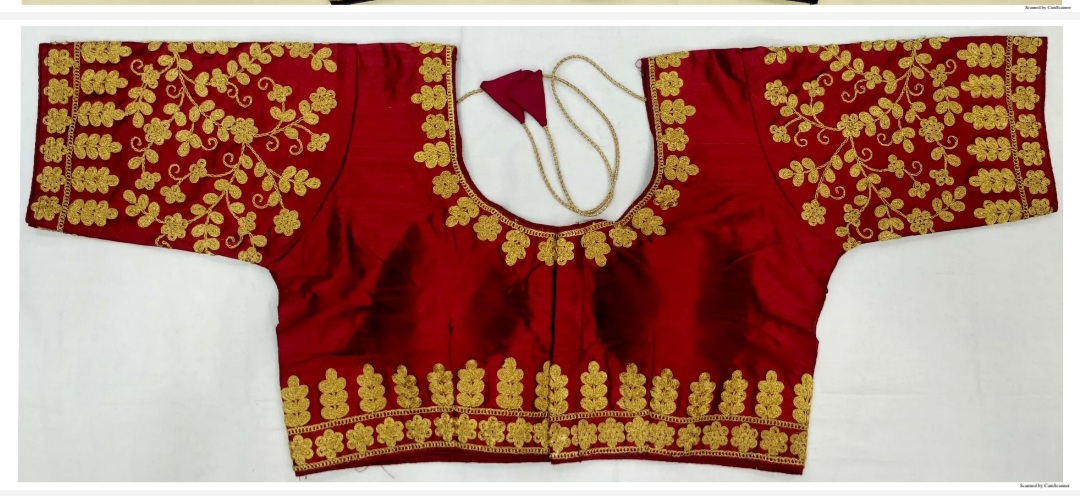 Ready-made Maroon Emroidered Bangalory Silk Blo﻿use 38"
