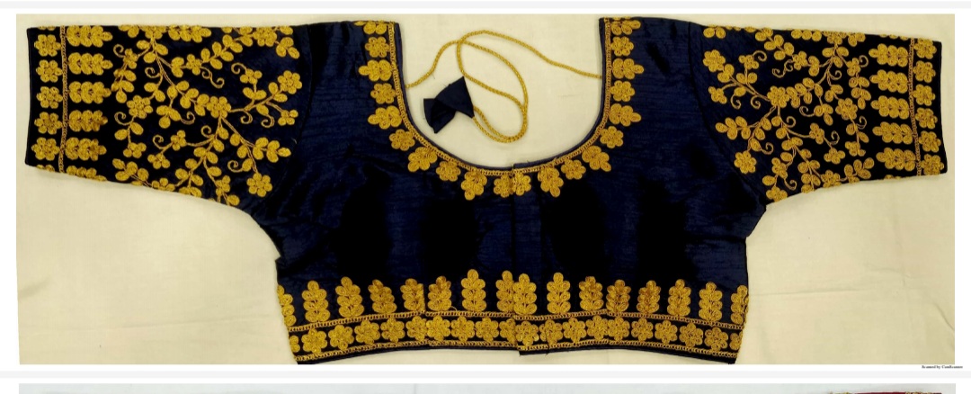 Navy Blue Bangalory Silk Ready-made Blo﻿use 38"