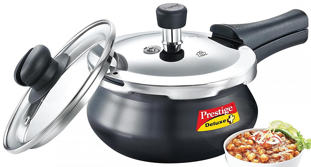 Prestige Deluxe Duo Plus Induction Base Aluminum Pressure Cooker, 2 L Prestige Deluxe Duo Plus Induction Base Aluminum Pressure Cooker, 2 L