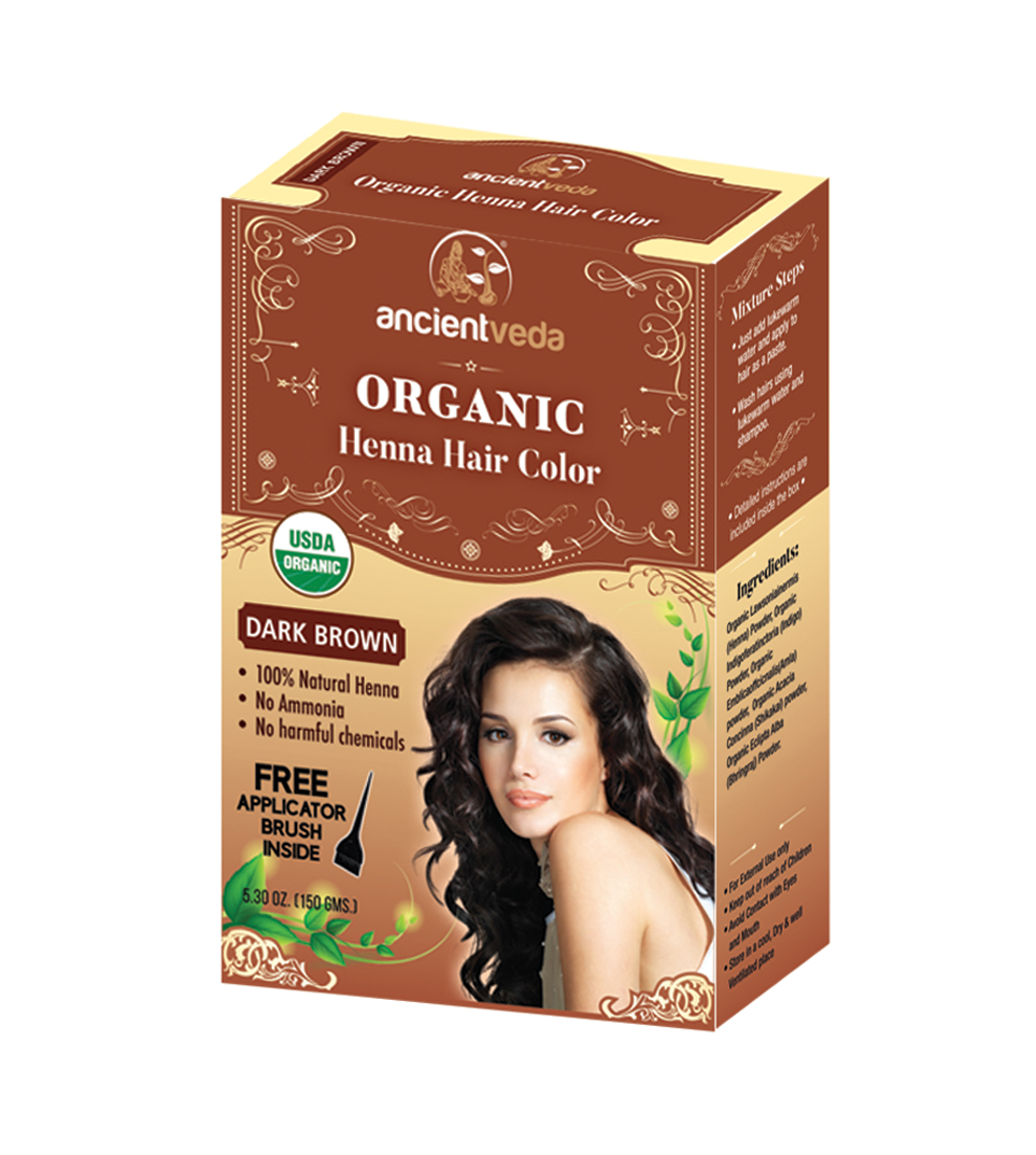 Ancient Veda Organic Henna Hair Color - Dark Brown 150 gms