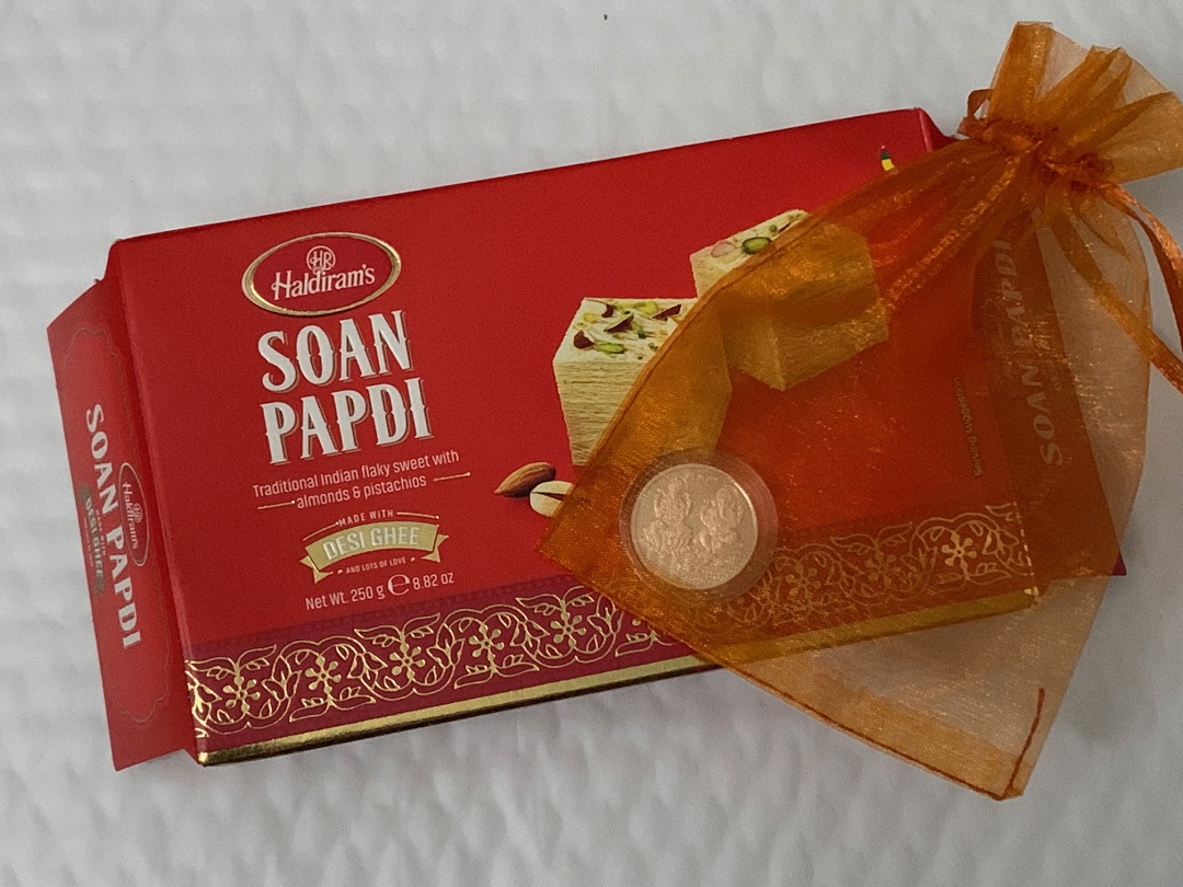 Diwali Gift Pack, Indian Sweets & Ganesh Lakshmi Silver Coin