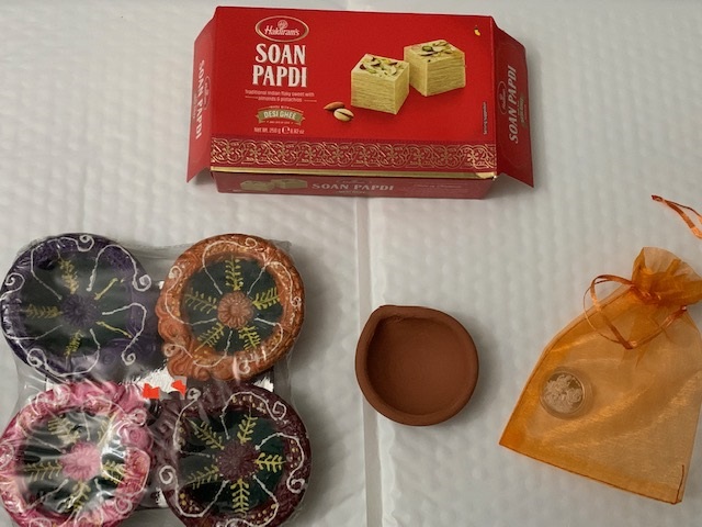 Custom Diwali Gift Hamper - Indian Sweets, Diyas & Silver Coin