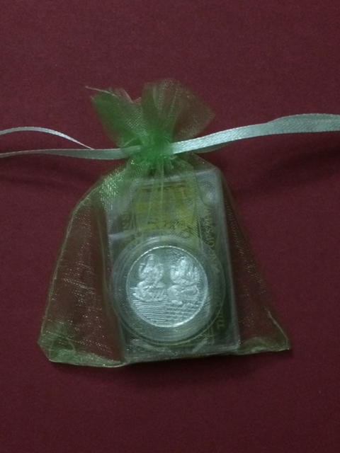 Diwali Gift Bag - Saffron & Pure Silver Diwali Coin