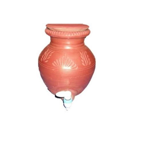 Water Clay Pot, Natural Brown Earthen / Clay Matka w/ Tap Water Clay Pot, Natural Brown Earthen / Clay Matka w/ Tap