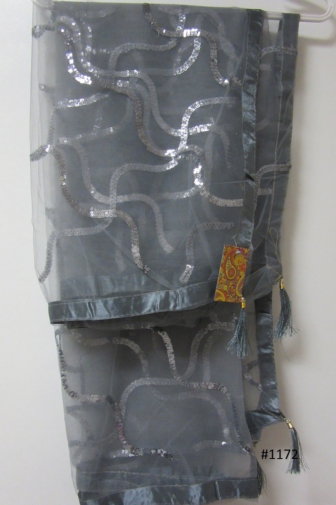 Scarf / Stole - Net Sequins Detail Gray Fancy Dupatta Chunni Shawl #2151172 Scarf / Stole - Net Sequins Detail Gray Fancy Dupatta Chunni Shawl #2151172