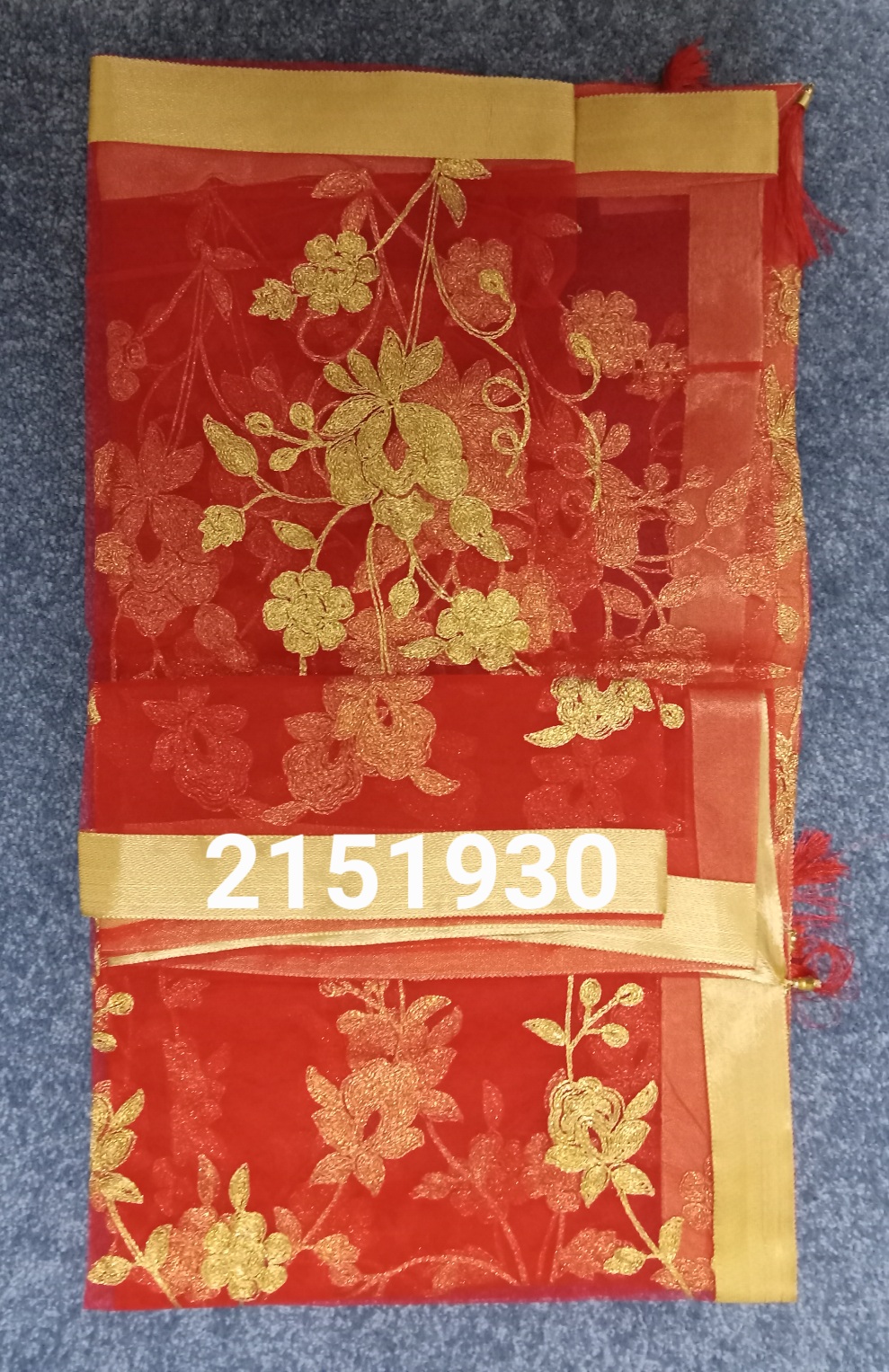 Dupatta - Solid Red Net Gold Zari Bridal Dupatta Chunni Shawl #2151930 Dupatta - Solid Red Net Gold Zari Bridal Dupatta Chunni Shawl #2151930