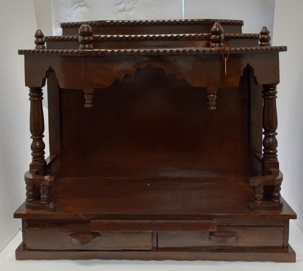 Dark Brown Teak Wooden Open Style Temple - 24" Wide