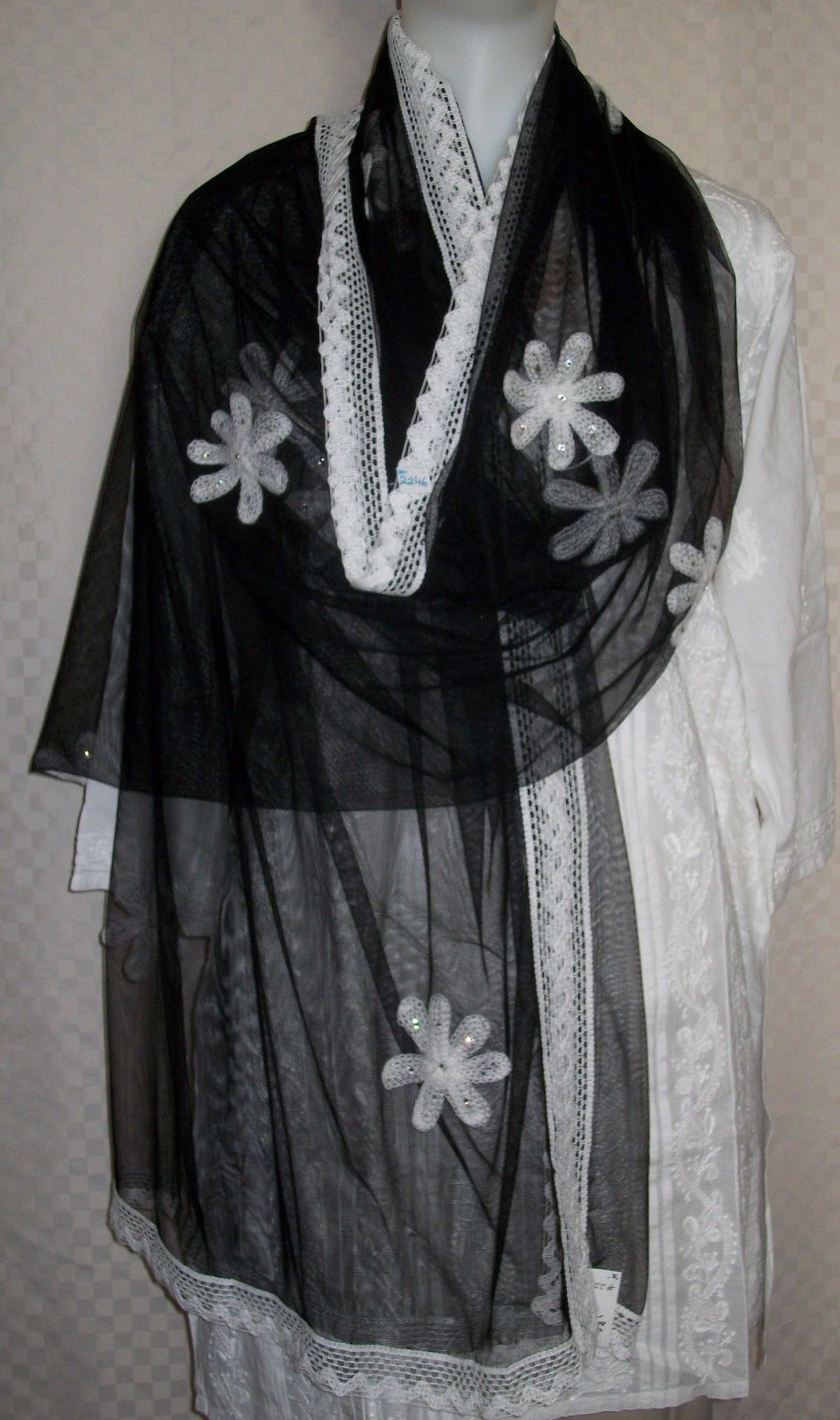 Black Net 2246 Embroidered Dupatta Chunni Stole for Women Black Net 2246 Embroidered Dupatta Chunni Stole for Women