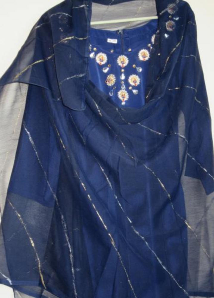 Simple Stitched Dark Blue Crepe Salwar Kameez Dupatta Simple Stitched Dark Blue Crepe Salwar Kameez Dupatta