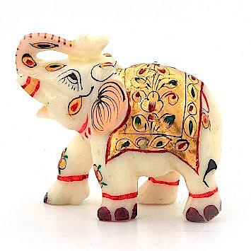 Marble Elephant Statue Paper weight Decoration Showpiece 5 inch  Handmade 600 gm 