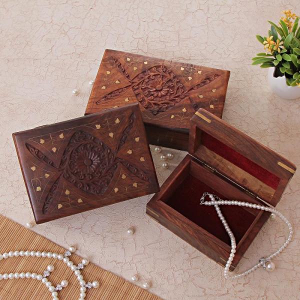 Filigree Wonders Ethnic Design Wodden Jewelry Box Set